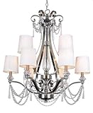 IMAGE OF Trans Globe 7879 BN Two Tier Nine Light Chandelier, Brushed Nickel Finish