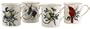 Lenox Winter Greetings Gold-Banded Fine China Mugs, Mixed Set of 4