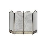Outdoor Living : UniFlame 4 Fold Antique Brass Screen W/ Decorative Filigree