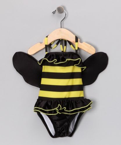 Yellow & Black Bumbalina One-Piece Bumble Bee Swimsuit & Wings - Infant, Toddler & Girls