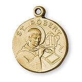12K Gold Filled Saint Robert Medal and 18-inch Chain