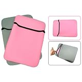 8 - 10.1 inch Gray / Pink Reversible Neoprene Netbook Notebook Laptop Sleeve Bag Carry Case for iPad, Acer, Asus, Dell, HP, Samsung