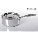 Duxtop Whole-Clad Tri-Ply Stainless Steel Induction Ready Premium Cookware SaucePan with Cover 2-Quart
