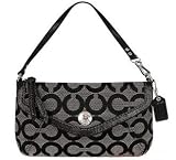 Coach Signature Op Art Charm Capacity Wristlet Wallet Clutch Bag 43699 Black White Reviewed
