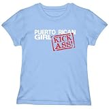 T-Shirt Woman Light Blue  Puerto Rican Girls Kick Ass  Puerto Rico Country
