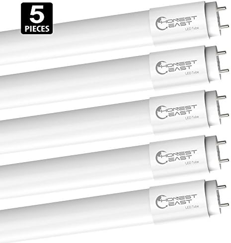 HonestEast T8 LED Light Tube, 5FT, 22W(55W Equivalent), 5000K(Daylight White), Single-Ended Power Frosted Cover, G13 Lighting Fixtures, 2700 Lumens - (Pack of 5)