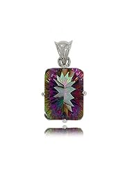 Radiant Mystic Fire Topaz Pendant with Decorative Bail