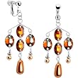 Handcrafted Austrian Crystal Copper Epiphany Chandelier Clip Earrings