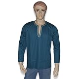 DakshCraft Cotton Embroidered Short Kurta for Men, Green