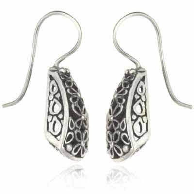 Silver Filigree Antique Style Flower Filigree Earrings