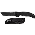 Cold Steel Recon 1 Tactical Knife with G-10 Handle Tanto Point with Black Blade, ComboEdge
