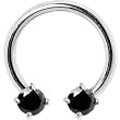 Silver 925 Jet Austrian Crystal Horseshoe Circular Barbell