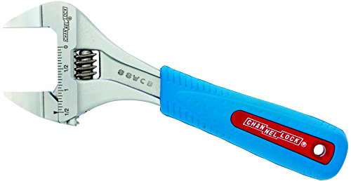 Channellock 8SWCB Slim Jaw Adjustable Wrench, WideAzz Jaw Opening of 1-1/2" and Code Blue Grip for Comfort, 8"