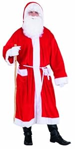 Weihnachtsmann: Mantel mit Kapuze, rot, weiß abgesetzt, Einheitsgröße