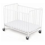 Foundations Stowaway Folding Compact Steel Crib with Foam Mattress, White
