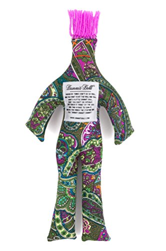 Dammit Doll - Classic Dammit Doll - Ides De Mar - Multi Color Paisley , Purple Hair - Stress Relief, Gag Gift
