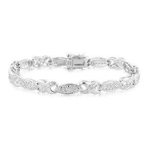 Sterling Silver Diamond Accented Hugs and Kisses Bracelet 7.25
