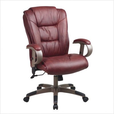 Executive Leather Chair With 2-to-1 Synchro Tilt And Adjustable Arms Frame/Leather Color: Pewter/Black Office Star