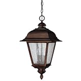 Capital Lighting 9966BB Outdoor Hanging Fixture with Seeded Glass Shades, Burnished Bronze Finish by