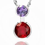 Customized Sterling Silver Couple's Name and Birthstone Pendant Necklace -Ship in 3 to 4 Weeks