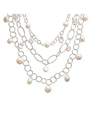 17 + 2 Inch Extension Triple Graduated Strand Necklace with Cultured Freshwater Pearls