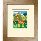 Gerry The Giraffe Subject Framed Art Poster Print by Sophie Harding, 17x18