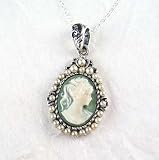 Pearls and Green Cameo Necklace