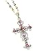 Gorgeous Fancy Multi-Color Crystal Cross Pendant/Charm Necklace with Fancy Beaded Chain Silver Tone Comes Gift Boxed