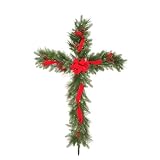 6' Pre-Lit Latin Cross Tree with Red Bow - Clear Lights