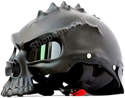 3D Spiker Skull Motorcycle Helmet Matte Black (Medium)