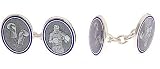 Handmade sterling silver and enamel Boxer chain link cufflinks with presentation box. Made in England