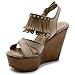 Ollio Womens Shoe Burnish Vintage Faded Fringe Wedge Heel Sandal