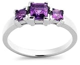 Sterling Silver Amethyst Three-Stone Ring