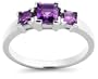Sterling Silver Amethyst Three-Stone Ring
