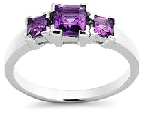 Sterling Silver Amethyst Three-Stone Ring