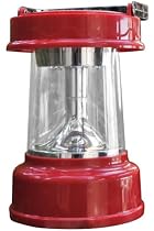 ソーラー充電＆AC充電対応 4LEDソーラーキャンピングランタン【レッド】