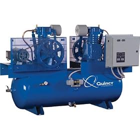 - Quincy Air Compressor - Duplex, 5 HP, 230 Volt 3 Phase, Model# 253DC80DC23