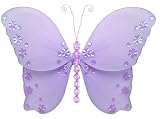 13″ Large Purple Twinkle Butterfly Decorations – butterflies hanging nylon nursery bedroom girls room ceiling wall decor, wedding birthday party baby bridal shower