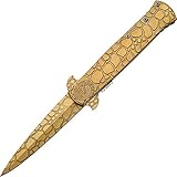 UPC 801608203448 product image for SZCO Supplies Steel Cobra Titanium Assisted Opening Knife, Gold | upcitemdb.com