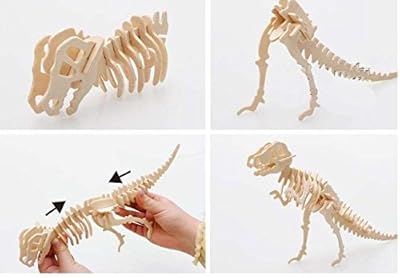 LightningStore Wooden Dinosaur Pteranodon Tyrannosaurus Rex Triceratops Velociraptor 3D Jigsaw Puzzle for Kids and Children - Educational Toy to Maximize Learning - Excellent Gift Idea