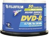 Fujifilm Media 25302468 DVD-R 4.7GB 120 Minutes Printable 16X Silver Surface Inkjet Hub Printable Storage Media - 50 Pack Spindle