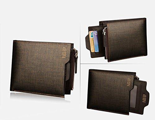 Cyberways Men Leather Gold Sand Wallet Removable Flipout Plug Credit Card Clutch Bifold-Horizontal version-GOLD