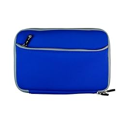 Blue Mivizu Apple iPad tablet case neoprene cover for Apple iPad Wifi / 3G Model 16GB, 32GB, 64GB with dual zipper and front pocket