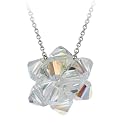 Sterling Silver Aurore Boreale Genuine Swarovski Elements Ball Pendant w/ Rolo Chain, 18"