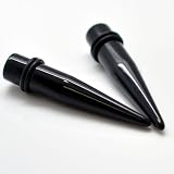 Black Ear Taper & Stretcher Gauge Ear Plugs ~ 1/2' ~ 12mm ~ Sold as a Pair