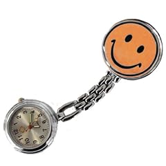 Schwesternuhr Typ Smiley orange mit Clip Trend Uhr Krankenschwesternuhr Kitteluhr Damenuhr Herrenuhr Original Tiga-Med
