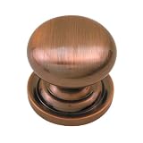1.25 Mushroom Drawer Knob with Base - Polished Antique Copper Knob - Set of 5