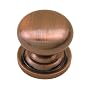 1.25" Mushroom Drawer Knob with Base - Polished Antique Copper Knob - Set of 5