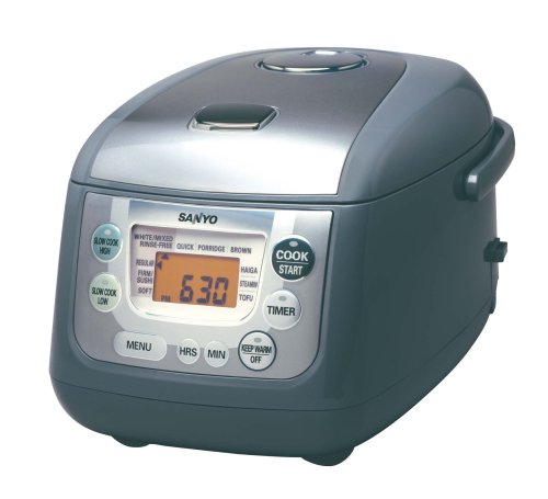 Sanyo ECJ-HC55H 5-1/2-Cup Micro-Computerized Rice Cooker and Slow Cooker, Grey
