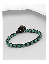 Cotton Waxed Thread Semi GemStone Beads Bracelet In Brass